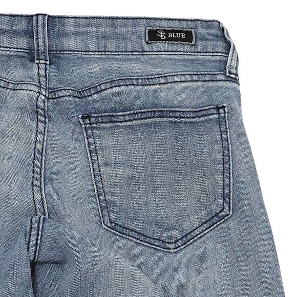 STS Blue Jeans Womens 3 Low Rise Tapered Leg Distressed Medium Wash Denim - Picture 11 of 14